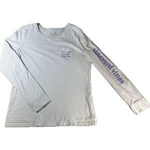 Vineyard Vines Womens Small Light‎ Blue Long Sleeve Whale Pocket T-Shirt Cotton